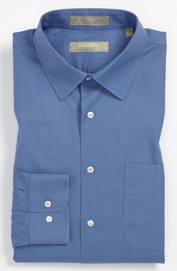 Nordstrom Smartcare™ Wrinkle Free Trim Fit Blue Dress Shirt